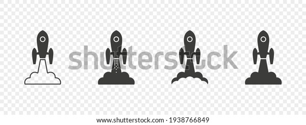 Rockets icons. Rocket\
launch. Spaceship launch. Spaceship icons. Business concept. Vector\
illustration