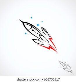 Rockets labels and icons set. Vector