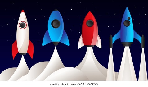 Rockets launch illustration design vector