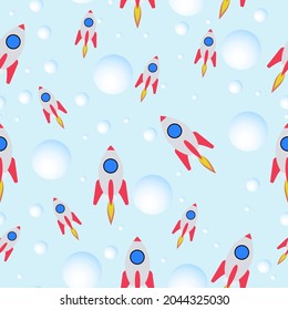 Raketen starten nahtlose Hintergrund, Wissenschafts- und Weltraumthema, Business-Startups-Konzept, Vektorhintergrund oder Website-Hintergrund.