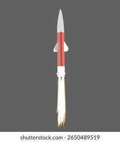 Raketen. Raketenstart. Düsenwaffe im realistischen Stil. Flugzeuge bombardieren mit Rauch. 