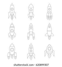 Rockets outline icon set. Clean and simple design.