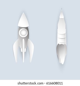Rockets in paper style. Vector illustration.