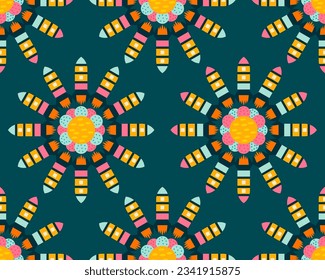 Rockets and planets forming abstract space flowers