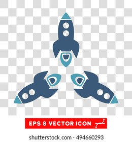 Rockets round icon. Vector EPS illustration style is flat iconic bicolor symbol, cyan and blue colors, transparent background.