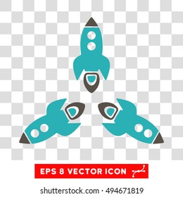 Rockets round icon. Vector EPS illustration style is flat iconic bicolor symbol, grey and cyan colors, transparent background.