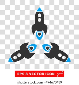 Rockets round icon. Vector EPS illustration style is flat iconic bicolor symbol, blue and gray colors, transparent background.