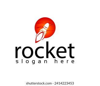 the rocket's shadow pierced the round twilight sky logo design template