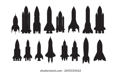 rockets silhouette white background vector