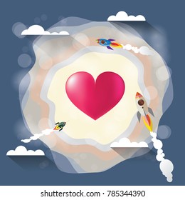 Rockets soar into the sky heart. I love you.