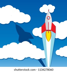 rockets soar up into the sky through the clouds and go heading to space