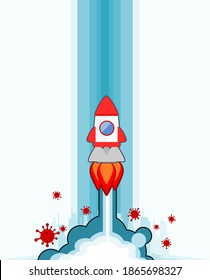 Rockets soaring over epidemic and COVID-19 outbreak.Concept startups can help businesses survive the coronavirus outbreak
