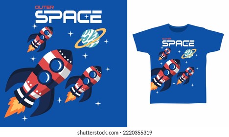 Rockets space cartoon tshirt art design