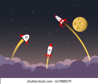 Rockets in space. Vector illustration