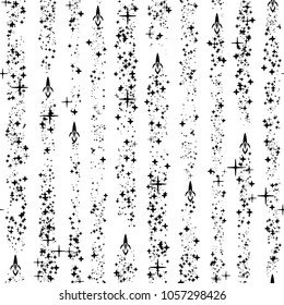 Rockets and stars seamless pattern. Starry seamless backgrounds. Flight into space. Vector illustration.