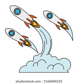 rockets start up with smoke
