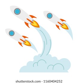 rockets start up with smoke