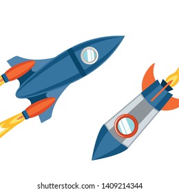 rockets taking off in white background