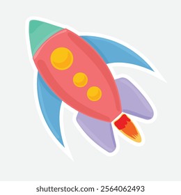 Rockets Vector Illustration Sticker. Exciting rocket vector sticker, ideal for space and science-themed designs