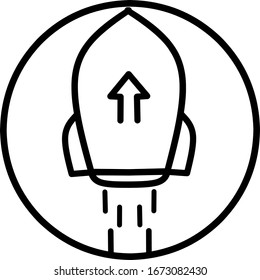 rocket-shaped upload icon with a simple design