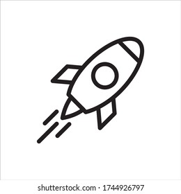 cohetes, aumento del concepto de dinero. Icono de vector de línea plana para aplicaciones móviles, diseño de botones y sitios web. Ilustración aislada sobre fondo blanco. Diseño, logotipo, aplicación, infografía de EPS 10, 