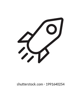 Rocketship, línea delgada de cohetes, icono de contorno sobre un fondo blanco. Icono relacionado con viajes. Vector EPS