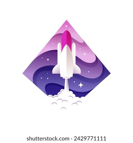 Rocketship Space Launch Vector Illustration