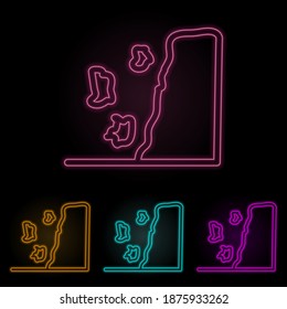 rockfall color neon set. Simple thin line, outline vector of web icons for ui and ux, website or mobile application