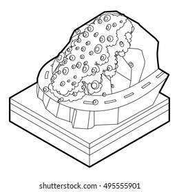 Rockfall icon in outline style on a white background vector illustration
