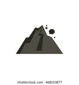 Rockfall in mountains icon in flat style isolated on white background. Natural disaster symbol