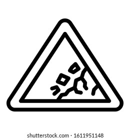 Rockfall sign icon. Outline rockfall sign vector icon for web design isolated on white background
