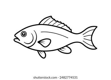 Rockfish whole body vector line art illustration icon logo