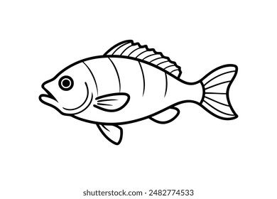 Rockfish whole body vector line art illustration icon logo