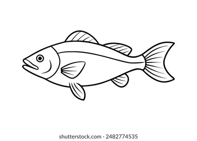 Rockfish whole body vector line art illustration icon logo