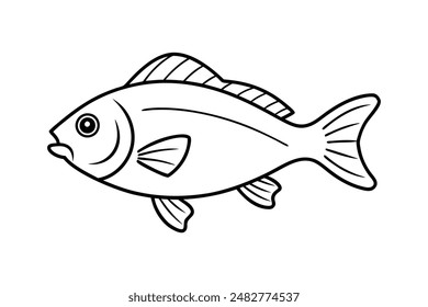 Rockfish whole body vector line art illustration icon logo