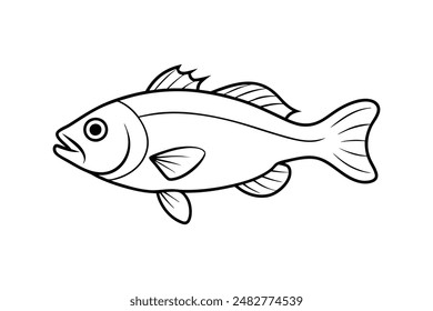 Rockfish whole body vector line art illustration icon logo