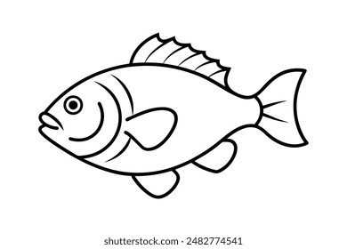 Rockfish whole body vector line art illustration icon logo