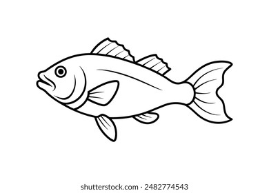 Rockfish whole body vector line art illustration icon logo