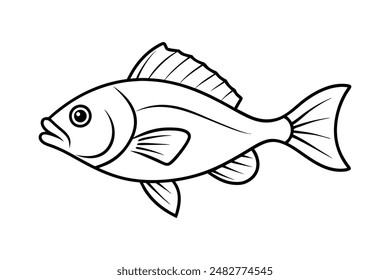 Rockfish whole body vector line art illustration icon logo