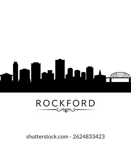 Rockford Illinois Skyline Silhouette Vector.