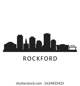 Rockford Illinois skyline vector black city.