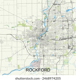 Rockford, Illinois, United States map poster art