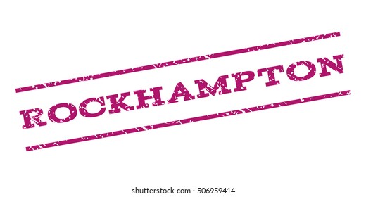 Rockhampton watermark stamp. Text tag between parallel lines with grunge design style. Rubber seal stamp with dirty texture. Vector purple color ink imprint on a white background.