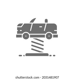Rocking car toy on springs, attraction for children grey icon.