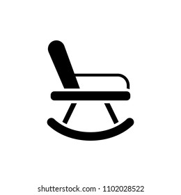 Rocking chair black icon concept. Rocking chair flat  vector symbol, sign, illustration.