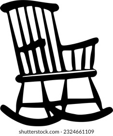 Rocking chair black outlines vector illustration