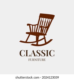 Rocking Chair. Classic furniture interior logo design idea for company, store, online shop. vector EPS 10
