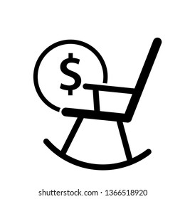 Rocking chair with coin icon. Clipart image isolated on white background