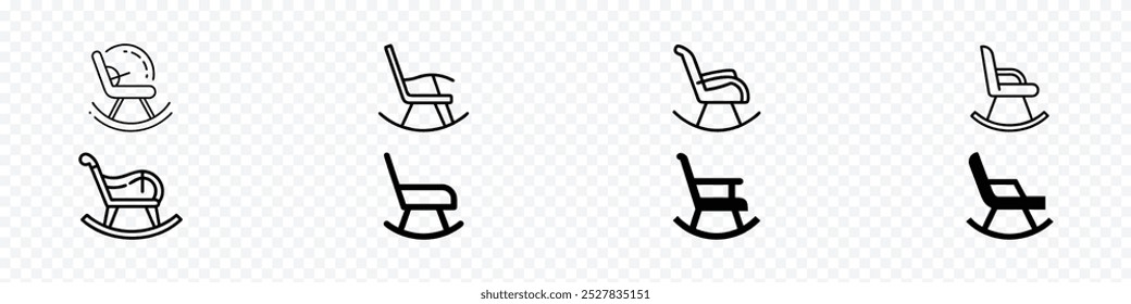 rocking chair furniture icon sign, rocking chair icon, Black Rocking chair icon isolated on white background.