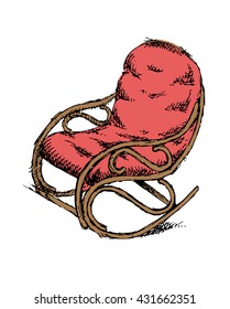 Rocking chair. Hand drawn vector stock illustration. Isolated on white background